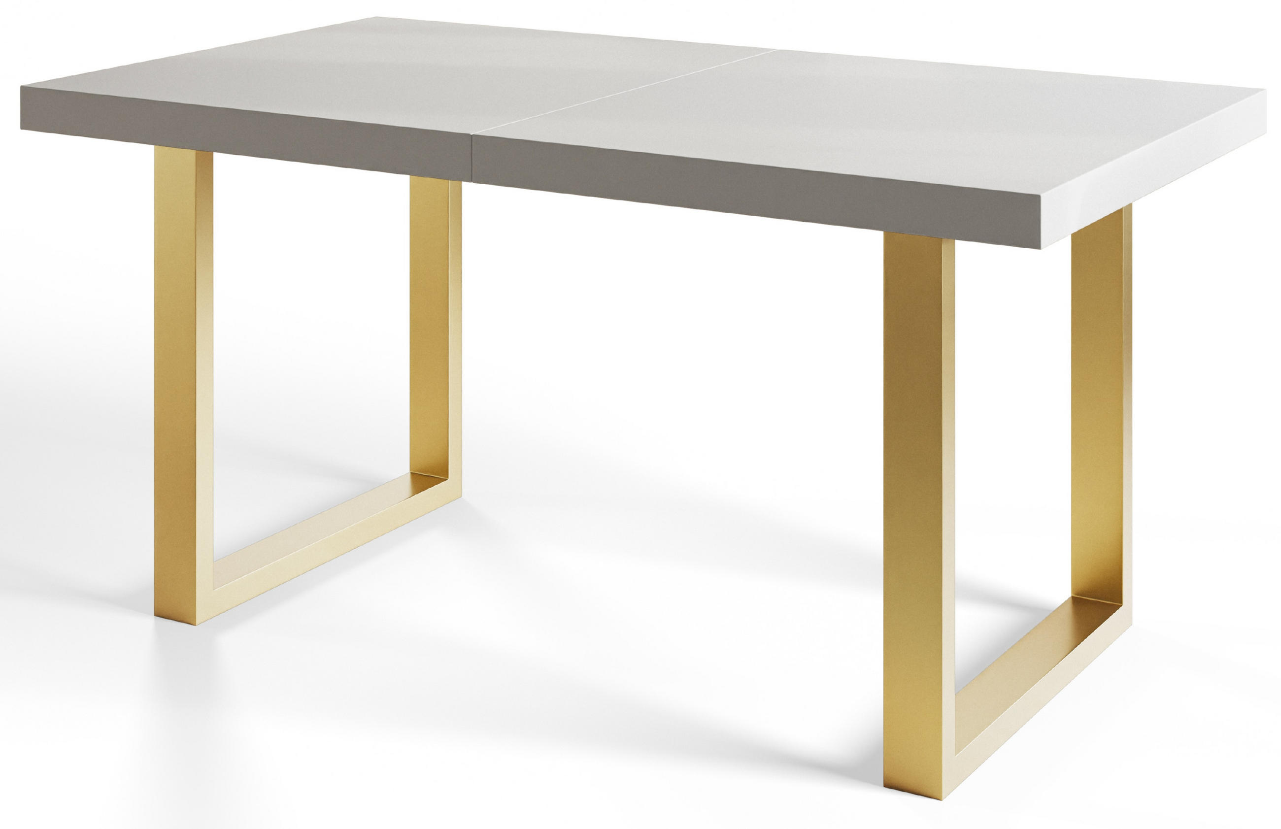 ESSZIMMERTISCH LOFT-U 140X80X77 cm, Farbe: Gold, mit Metallbeinen in Farbe Gold - Goldfarben/Weiß, Holzwerkstoff (140/80/77cm) - Alpi-Möbel