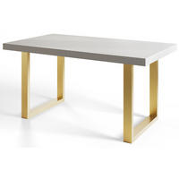 ESSZIMMERTISCH LOFT-U, ausziehbarer Tisch 160-260X90X77 cm, Farbe: Gold, mit Metallbeinen in Farbe Gold - Goldfarben/Weiß, Holzwerkstoff (160/90/77cm) - Alpi-Möbel