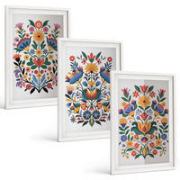 BILDER SET 3er Set - 40x60 cm Weißer Rahmen - Blumenmuster in intensiven Farben - Weiß, Kunststoff (40/60cm) - TULUP