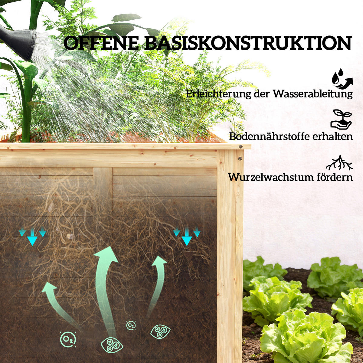 HOCHBEET Tannenholz Naturholz - Naturfarben, Holz (77/77/152cm) - Outsunny