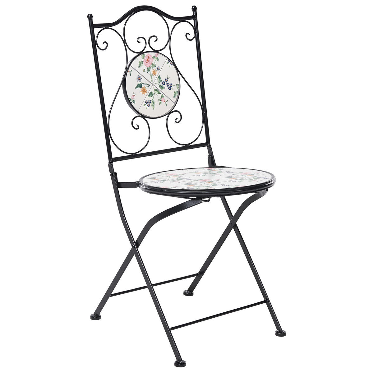 GARTENSTUHL 2er-Set Metall Schwarz Collio - Weiß, Metall (40/90/45cm) - Beliani