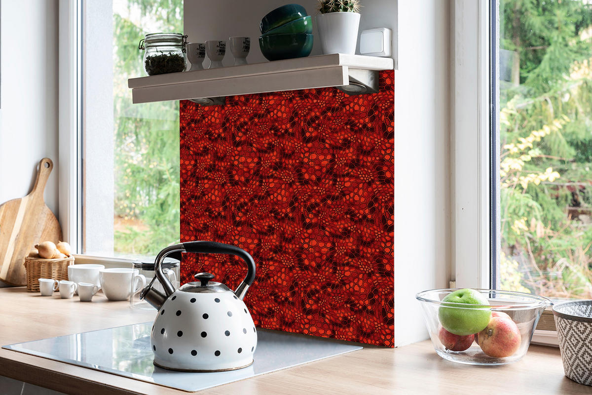 FLIESENAUFKLEBER 9 Stück 30x30 cm selbstklebend Sechseckige Tarnung - Rot, Textil (30/1.6/30cm) - TULUP