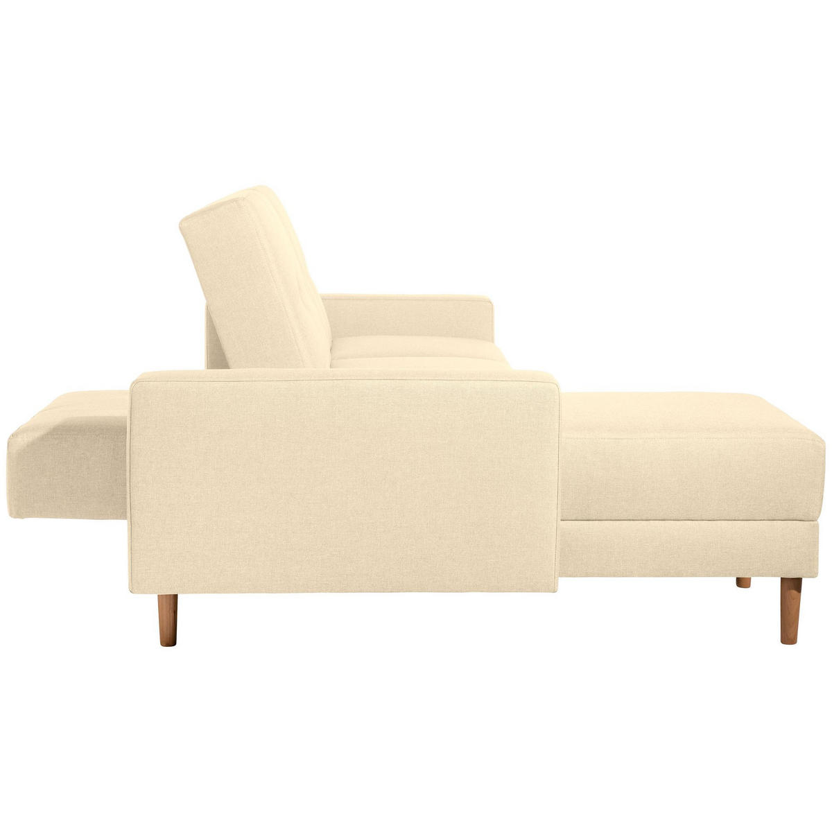 FUNKTIONSSOFA mit Hocker Kattie Flachgewebe beige - Beige, Kunststoff (144/230cm) - 58aufmkessel
