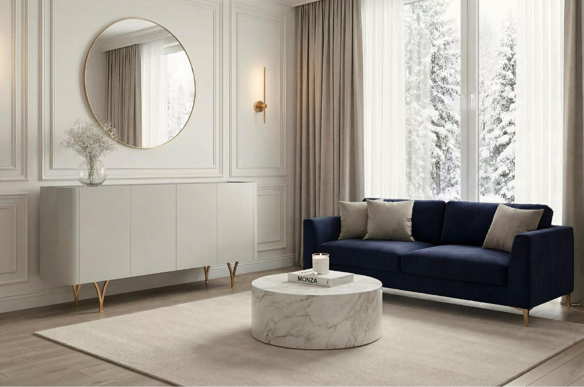 SIDEBOARD Monza, Grau/Schwarz/Gold - Goldfarben/Schwarz, Holzwerkstoff/Metall (160.3/82.6/40cm) - Dancan