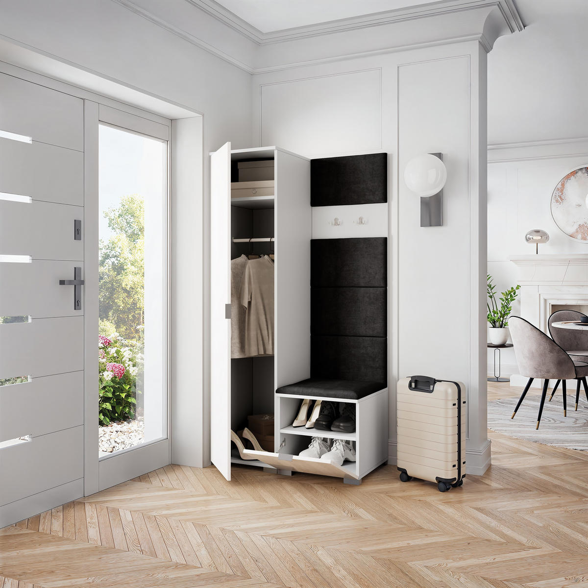 GARDEROBENSCHRANK LORI 95/181/51 cm Modern Weiß - Weiß, Holzwerkstoff (95/181/51cm) - MASSENO