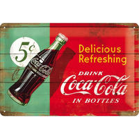 BLECHSCHILD 20/30 cm Coca-Cola Delicious Refreshing Green - Multicolor, Metall (30/20/0.2cm) - Nostalgic-Art