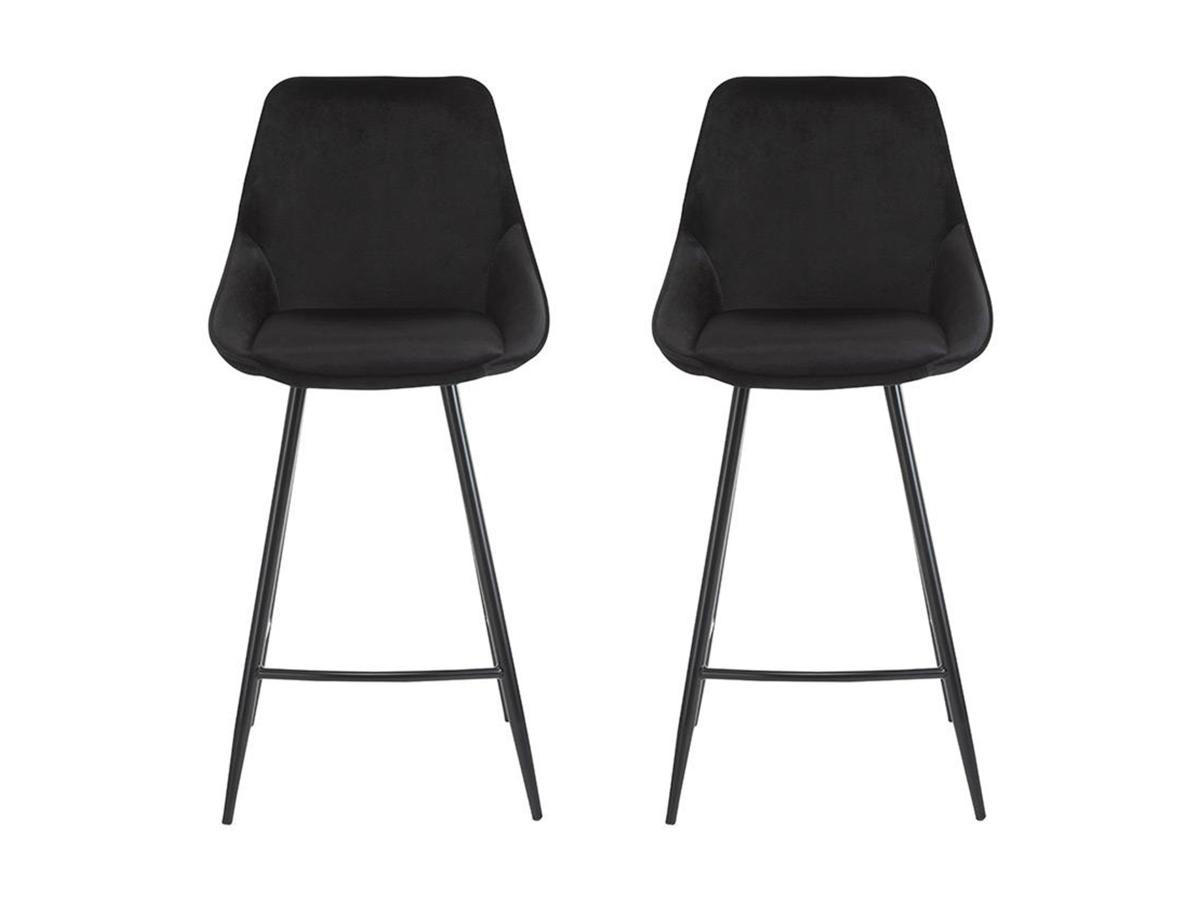 BARHOCKER 2er-Set - Samt - Schwarz - MASURIE - Schwarz, Textil (51/99/48cm) - Vente-Unique