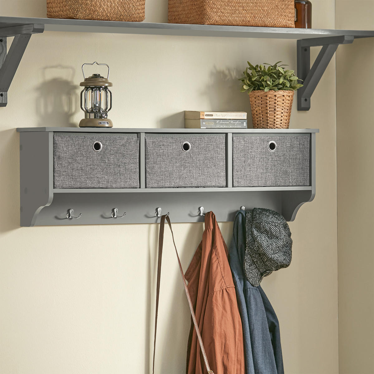 WANDGARDEROBE Grau - Grau, Holzwerkstoff (100/30/20cm) - SoBuy