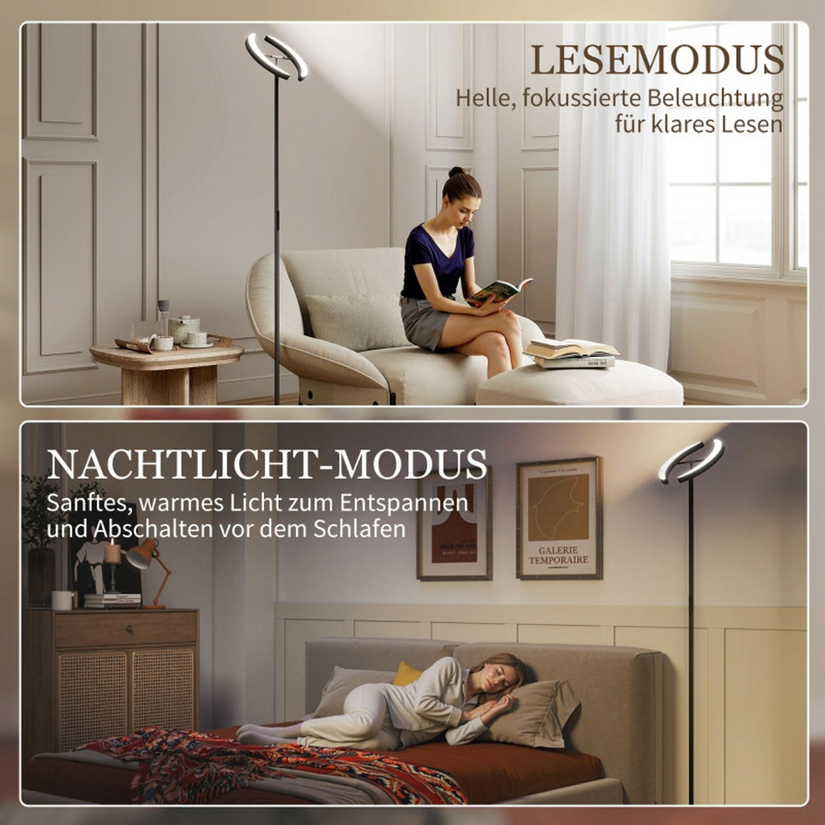 STEHLEUCHTE 30/188 cm Schwarz, dimmbare Lampe - Schwarz, Kunststoff (30/30/188cm) - Oxeza