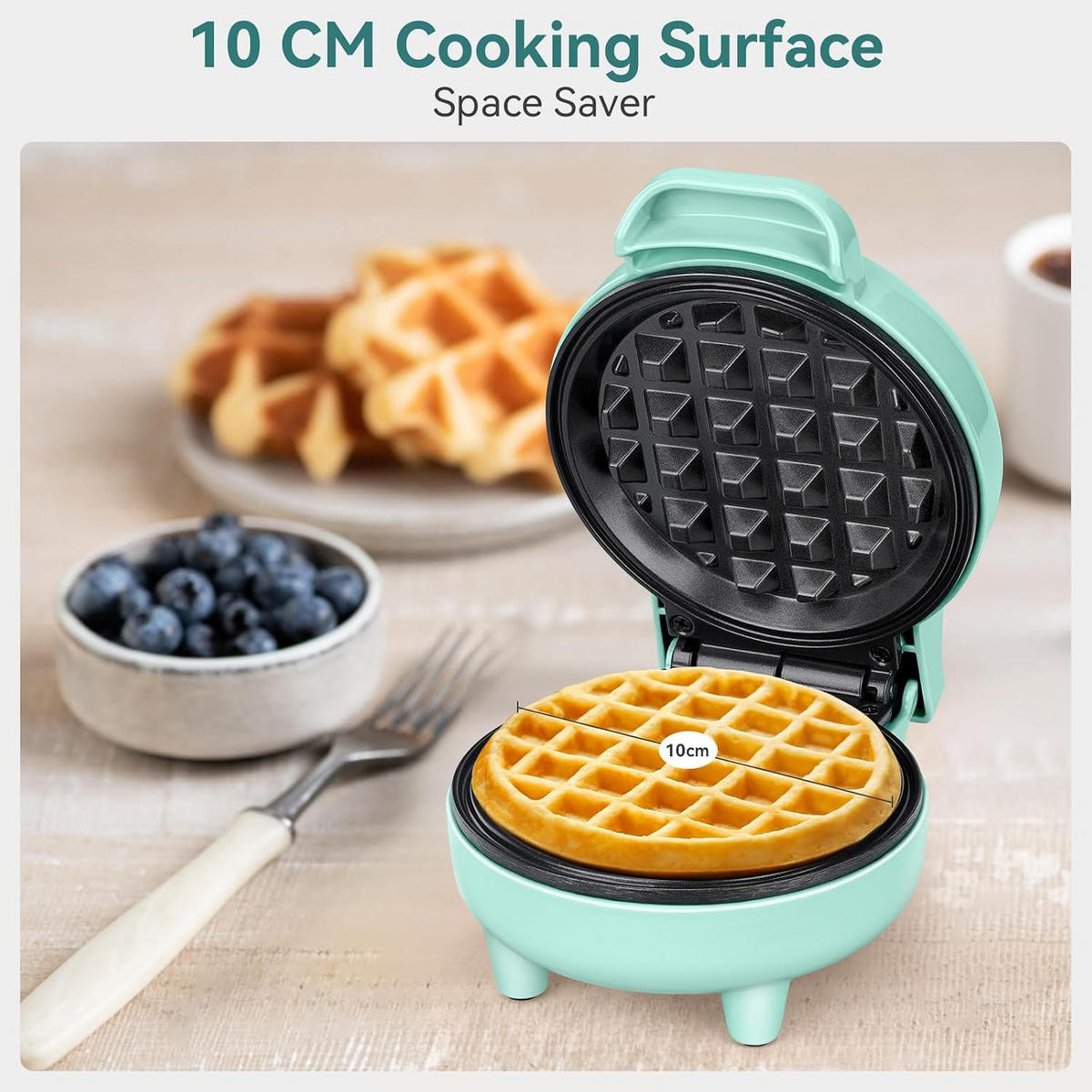 WAFFELEISEN Grün, 10 cm Backfläche - Grün, Metall (10.5/18.3/14.6cm) - YASHE