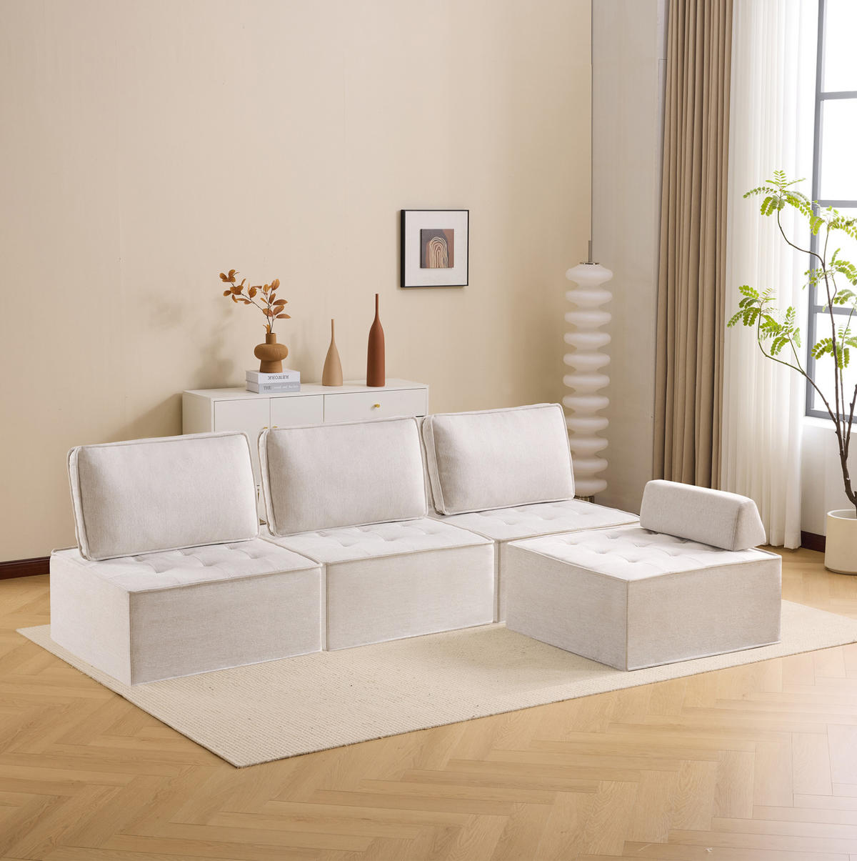 SESSEL 81/81/81 cm Beige aus Sperrholz mit modularem Design - Beige, Holzwerkstoff (81/81/81cm) - OKMYHOME