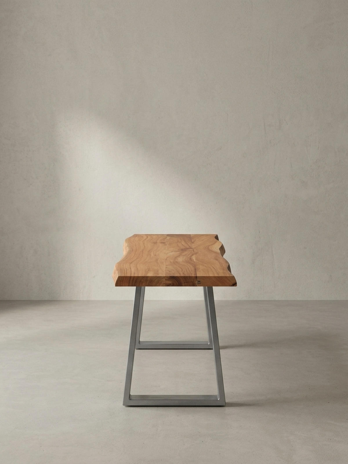 GARDEROBENBANK Massivholz Metall Baumkante, Akazie-Silber 120x40x46 cm - Silberfarben/Braun, Holz/Metall (120/46/40cm) - KADIMA DESIGN