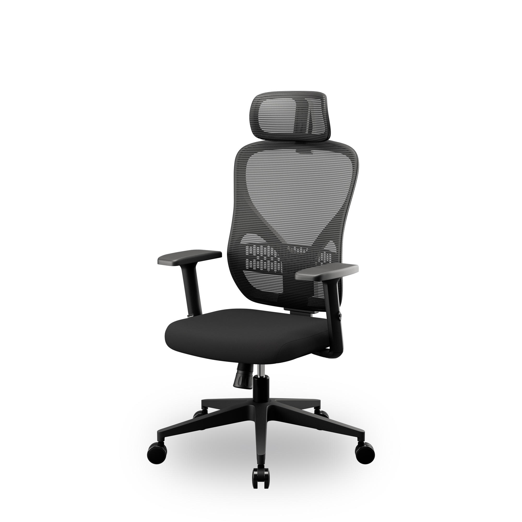 BÜROSTUHL mit Kopfstütze ORBIT - Schwarz, Textil (52/124/47cm) - Jan Nowak