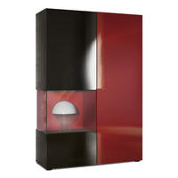 VITRINE Morena Tür und Einsatz in Bordeaux Hochglanz - Bordeaux, Holzwerkstoff (91.5/136.5/37cm) - Vladon