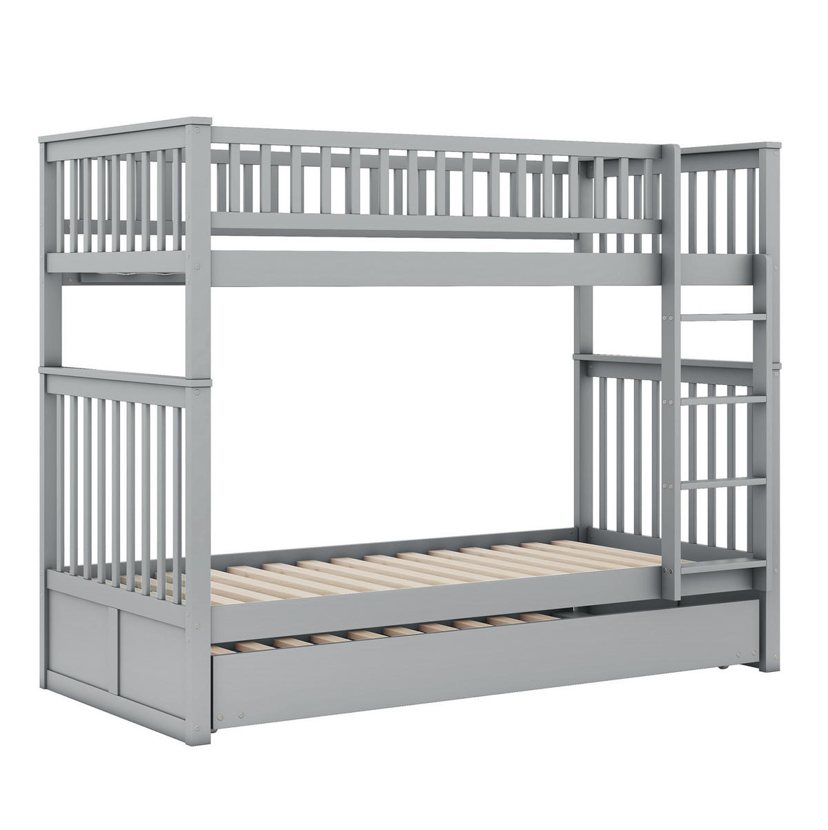 ETAGENBETT 205/95/160 cm aus Kiefernholz und MDF mit Ausziehbett Grau - Grau, Holz (90/200cm) - Modenvie