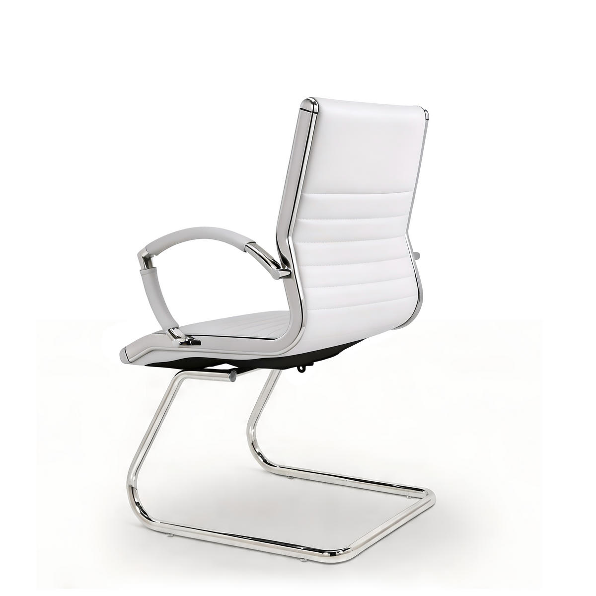 BESUCHERSTUHL Montreal Echtleder Weiss – ergonomisch, 150 kg belastbar - Weiß, Leder/Metall (60/95/60cm) - Versee