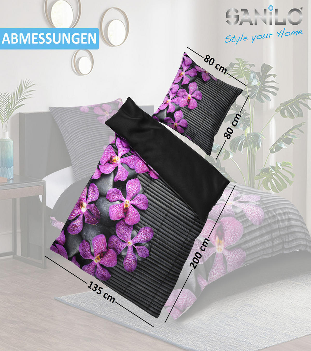 BETTWÄSCHE 2-teilig Vanda - Violett, Naturmaterialien (135/200cm) - Sanilo