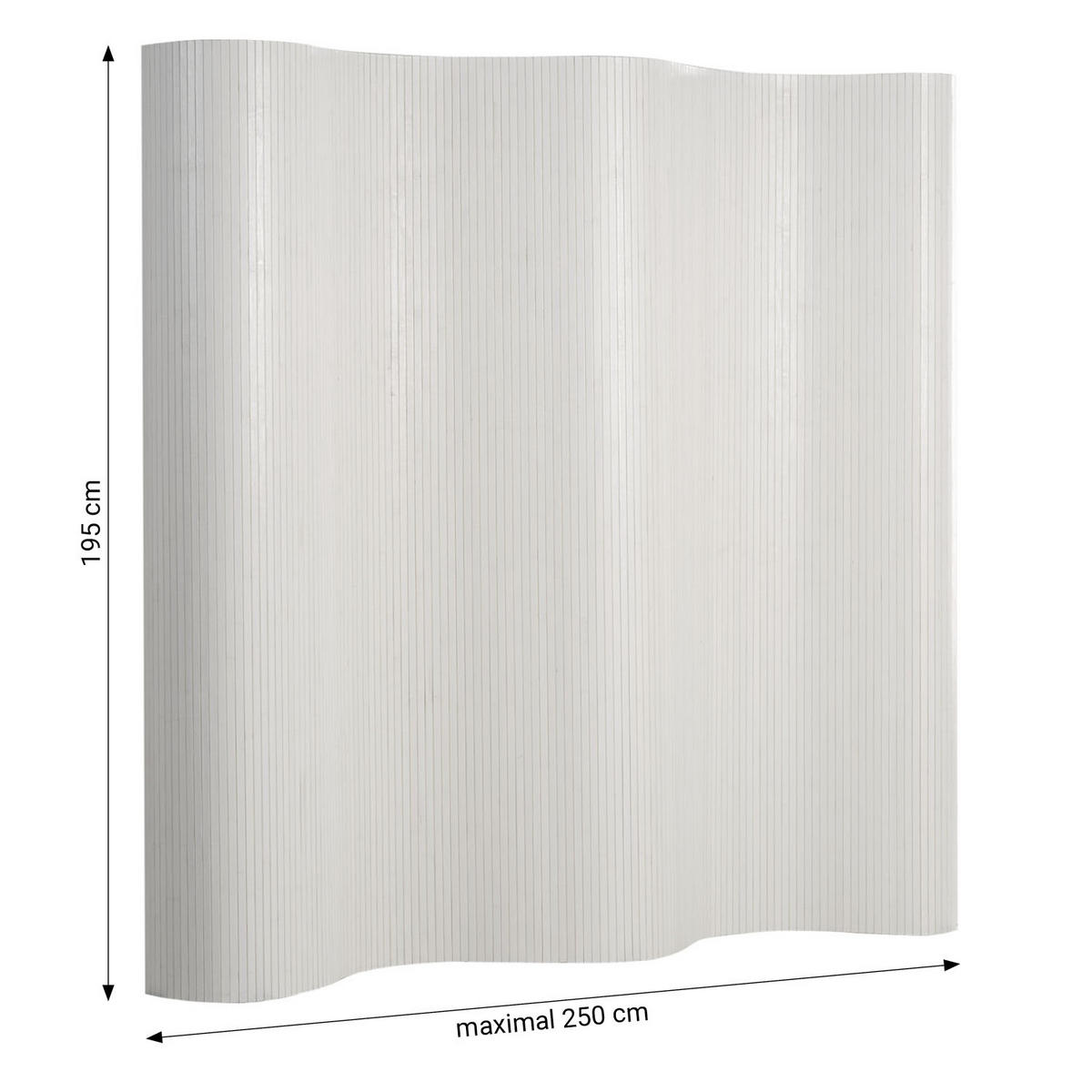 PARAVENT 250/195 cm Weiß Raumteiler Bambus - Weiß, Naturmaterialien (250/195/1cm) - Homestyle4u