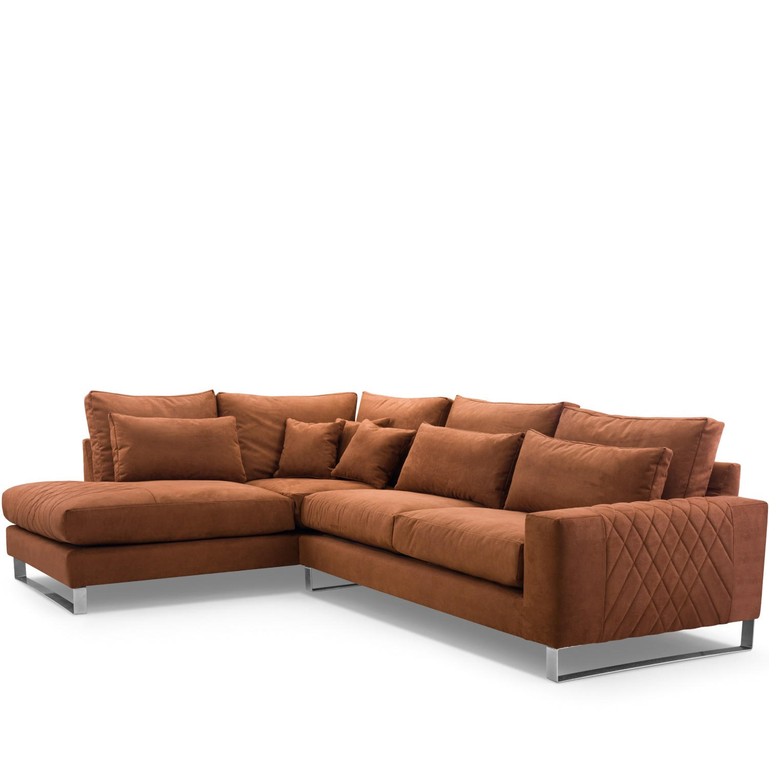 ECKSOFA LINKS BRENTIS Chenille-Stoff, Braun - Braun, Textil (314/224cm) - KONSIMO®