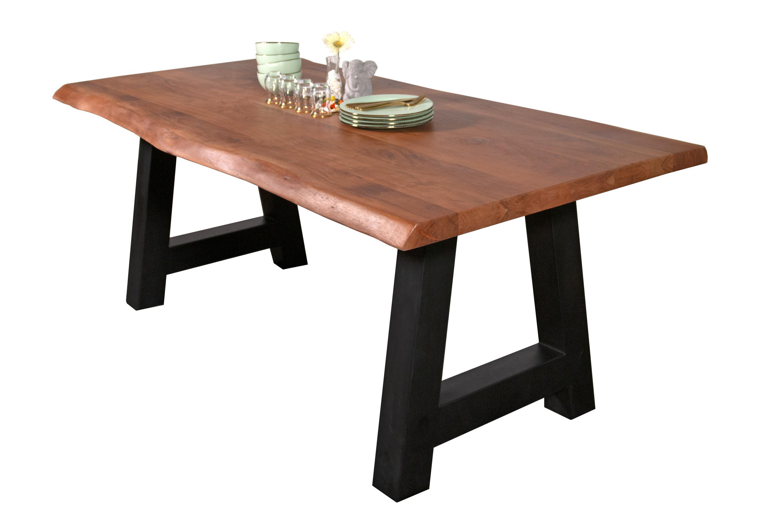ESSTISCH CALI - Schwarz/Braun, Holz/Metall (100/200/77cm) - SAM