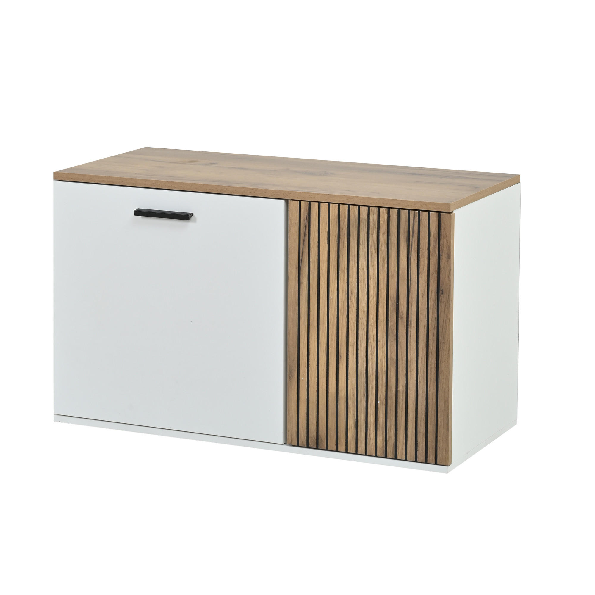 SCHUHSCHRANK aus Spanplatte 85x36x85cm in Weiß mit 5-teiligem Flurset - Weiß, Holzwerkstoff (85/85/36cm) - Modfu