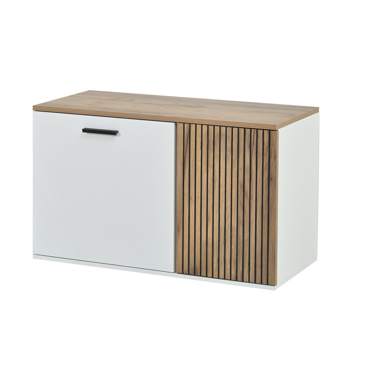 SCHUHSCHRANK aus Spanplatte 85x36x85cm in Weiß mit 5-teiligem Flurset - Weiß, Holzwerkstoff (85/85/36cm) - Modfu