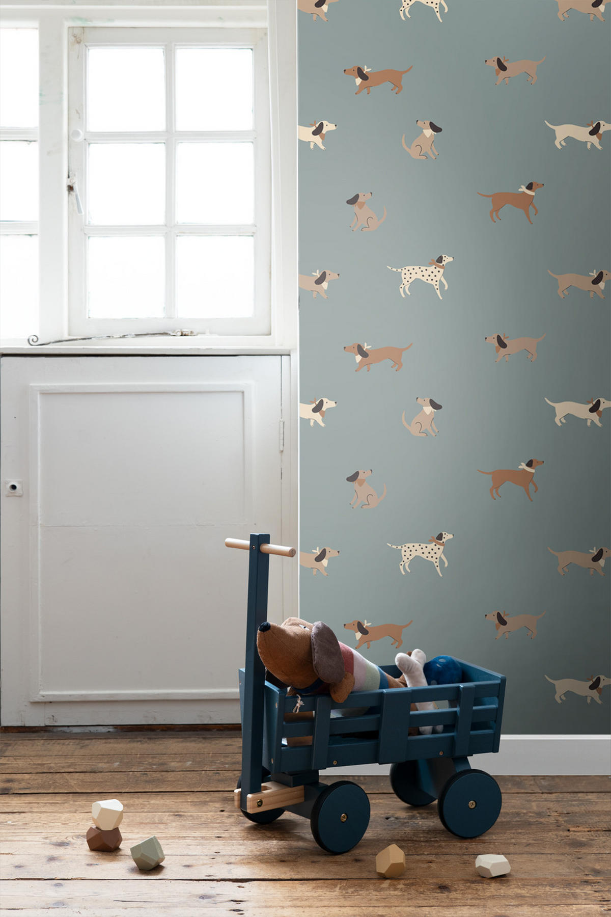 TAPETE Hunde 50 x 900 cm - Blau, Papier (50/0.1cm) - ESTAhome