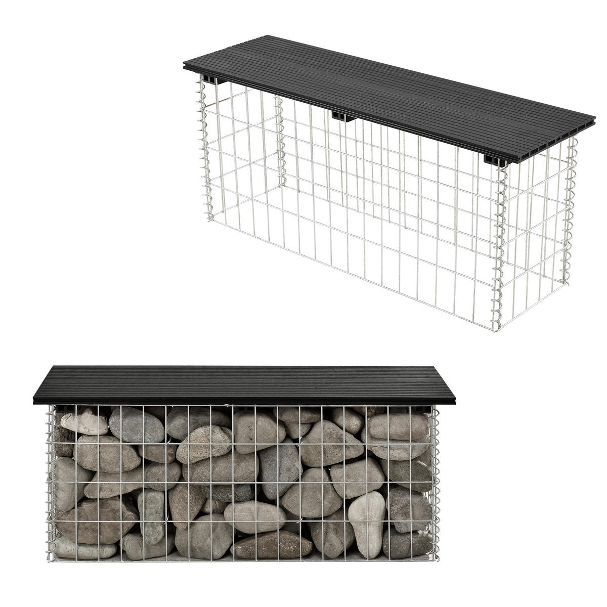GABIONENBANK - Schwarz, Kunststoff (100/45/30cm) - pro.tec