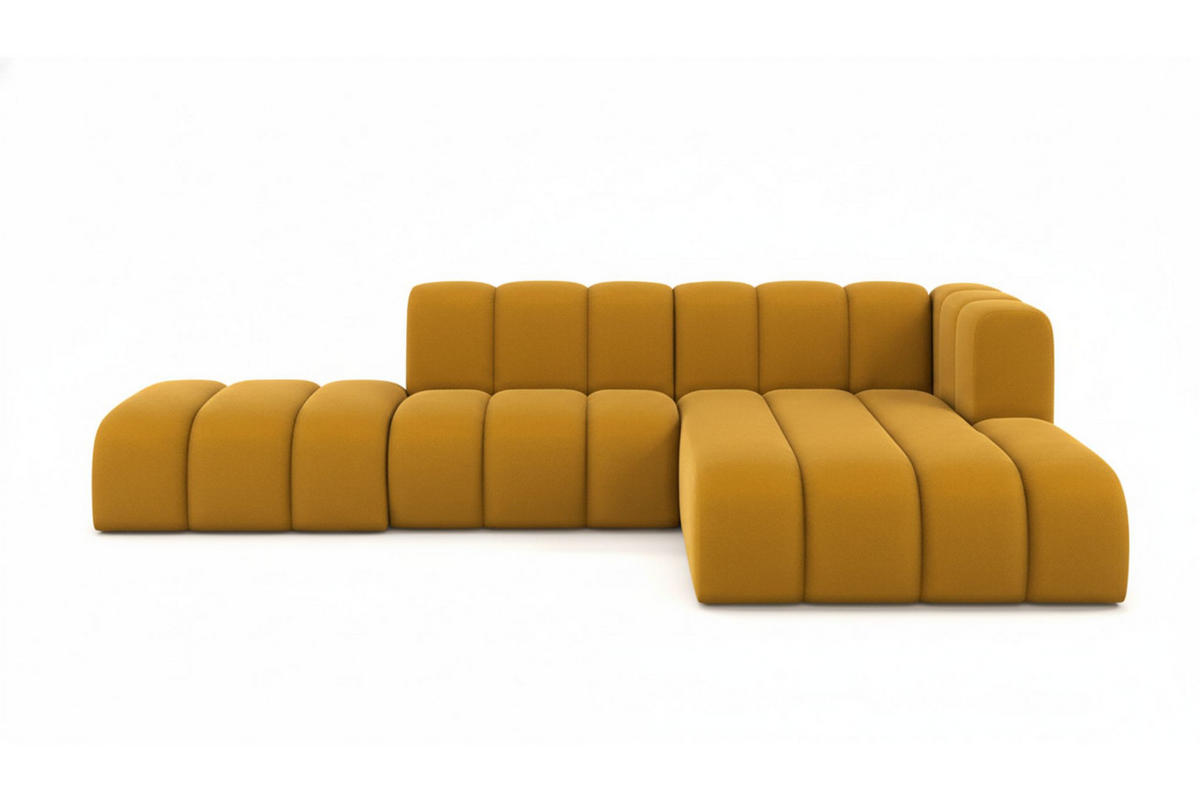 ECKSOFA L-form mit Hocker, Grand Mini, Stoff Salvador, Gelb, Rechts - Gelb, Holz (295/179cm) - Kaiser Möbel