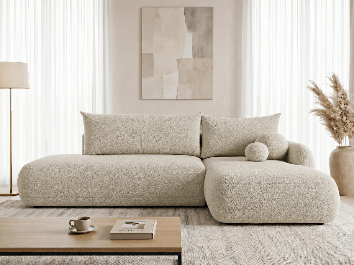 ECKSOFA Neto, Seite: Rechts - Beige/Schwarz, Holz/Kunststoff (187/300cm) - Sofnet