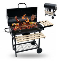 HOLZKOHLEGRILL - Schwarz, Holz/Metall (114.5/95/69cm) - Relaxdays