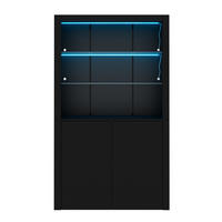 VITRINE Hochglanz LED Glasböden Highboard Schwarz - Schwarz, Glas (100/170/35cm) - FLIEKS