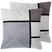 DEKOKISSEN 2er-Set Grau 45/45 cm Wedelia - Grau, Naturmaterialien/Textil (45/45cm) - Beliani