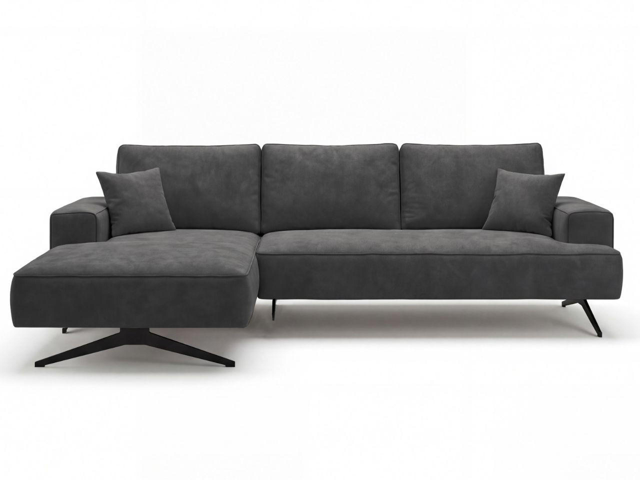 ECKSOFA Leto Anthrazit Links - Anthrazit/Schwarz, Holz/Textil (260/165cm) - Graingold