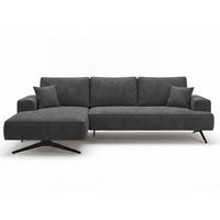 ECKSOFA Leto Anthrazit Links - Anthrazit/Schwarz, Holz/Textil (260/165cm) - Graingold