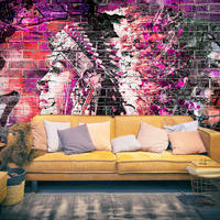 VLIESTAPETE Rot 200/140 cm - Rot/Lila, Textil (200/1cm) - KUNSTLOFT