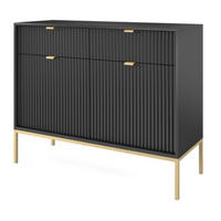 SIDEBOARD Schwarz KSZ104 Mit Goldfarbenen Beinen - Schwarz, Holzwerkstoff (104/83/39cm) - Sepro Meble