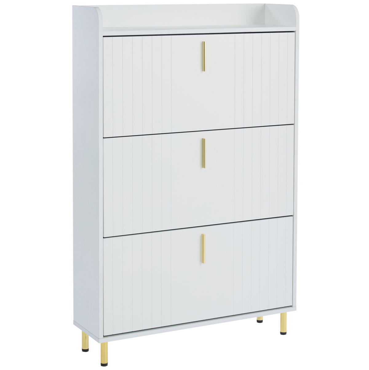 SCHUHSCHRANK 80/23/123,5 cm aus MDF mit 3 Klappen und verstellbaren Einlegeböden, platzsparend, Weiß - Weiß, Holzwerkstoff (80/123.5/23.5cm) - Redom