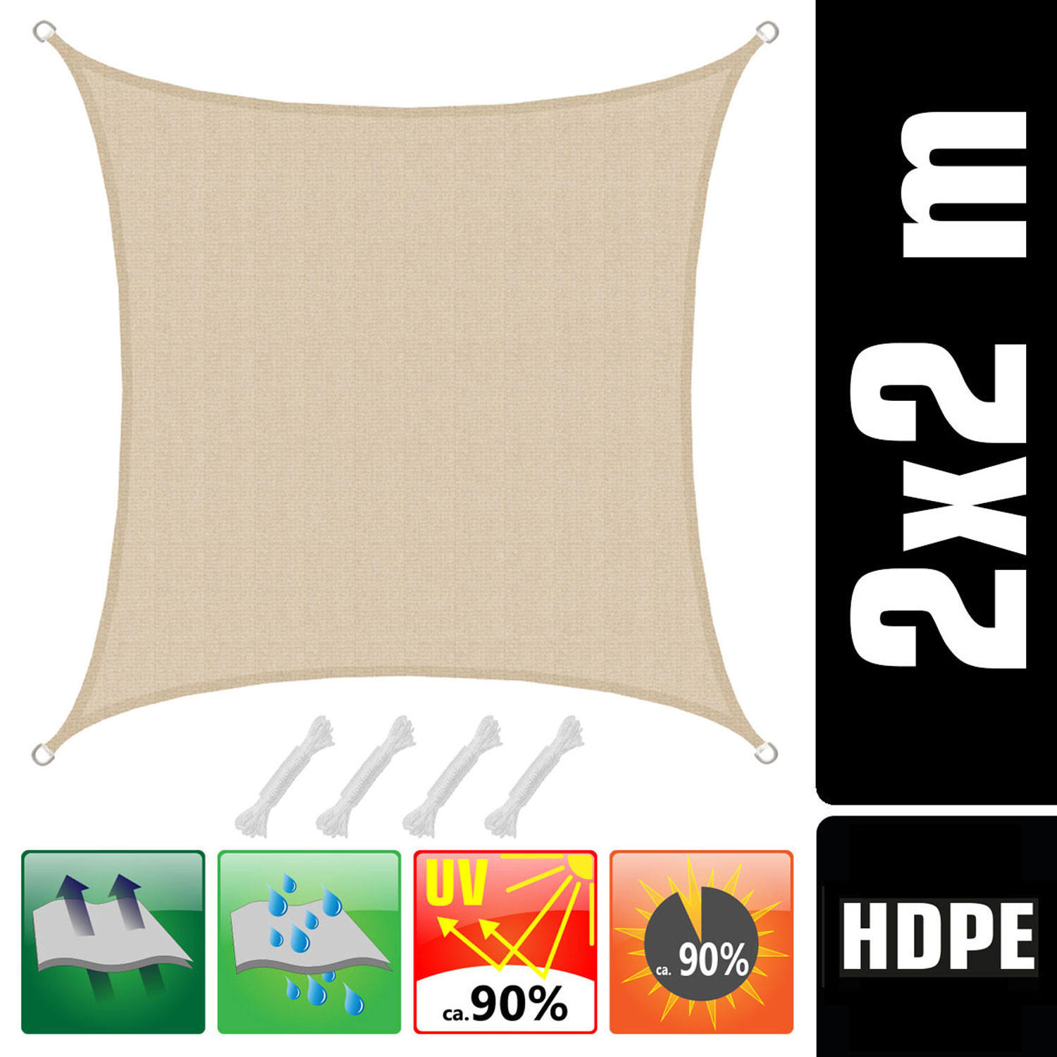 SONNENSEGEL Luftdurchlässig 200 cm Beige - Beige, Kunststoff (200/200cm) - Amanka