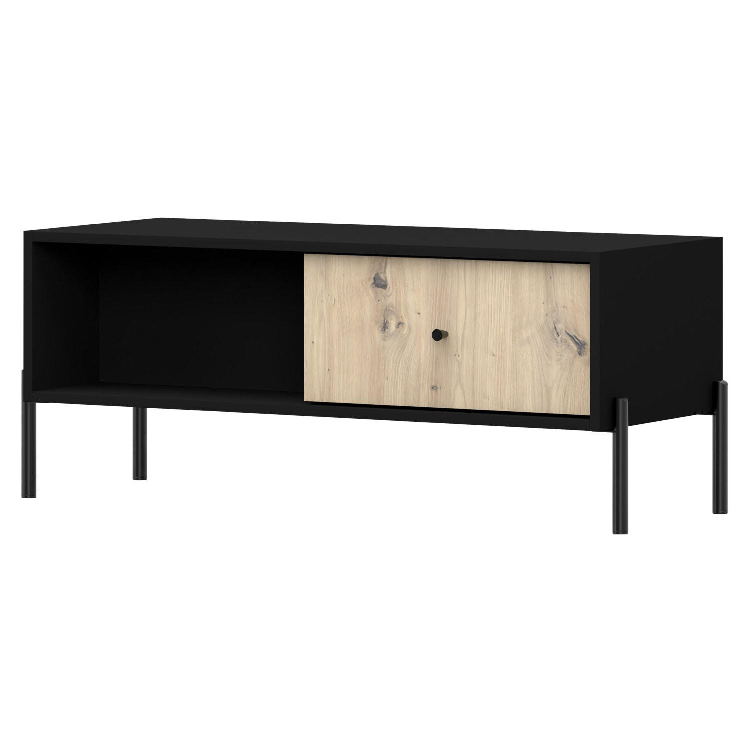 COUCHTISCH Raviero Schwarz/Artisan Eiche 90x60 cm - Schwarz, Holzwerkstoff/Metall (60/90/49cm) - Selsey