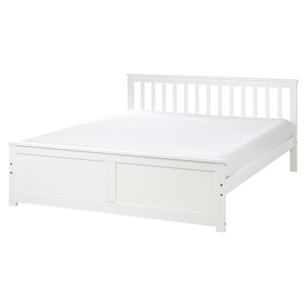 BETT mit Lattenrost 160x200 cm Weiß Olendon - Weiß, Holz (160/200cm) - Beliani