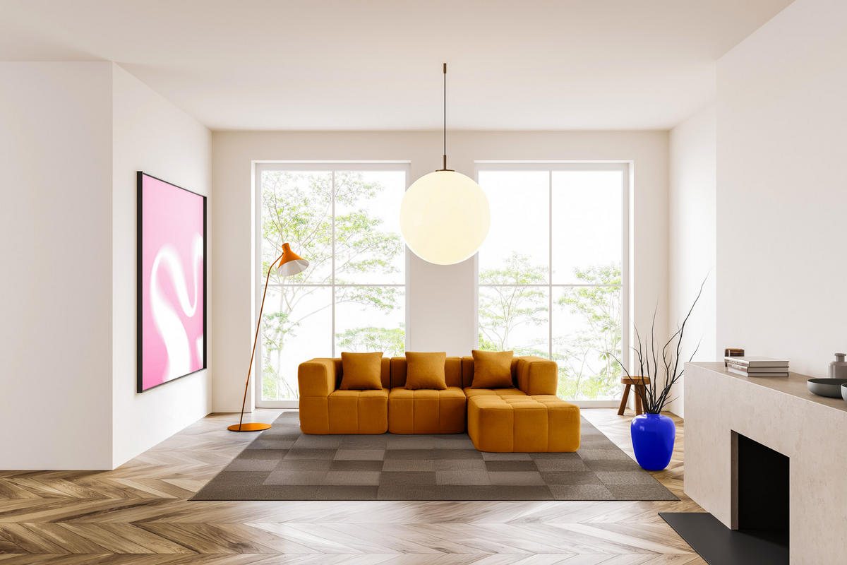 ECKSOFA Bouclé-Stoff Zimtbraun - Hellbraun, Textil (260/190cm) - MILYsofa