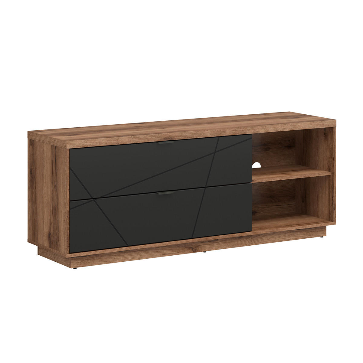 TV-MÖBEL Sven Schwarz und Holz - Schwarz, Holzwerkstoff (156/61/43cm) - Petits-meubles