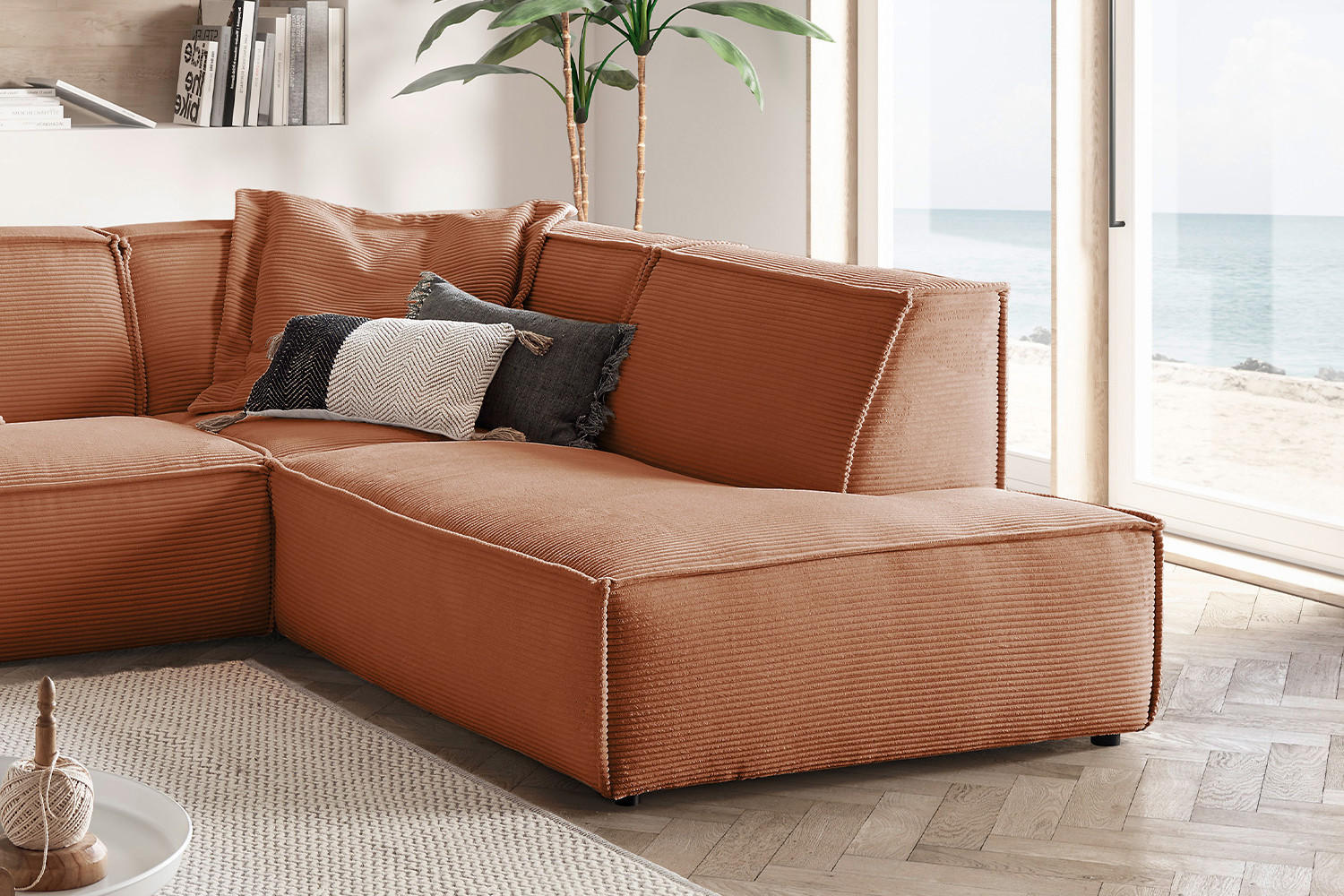 Thumbnail - Kawola Ecksofa, Braun, Textil, Echtholz, 3-Sitzer, Füllung: Kaltschaum, Ottomane rechts, L-Form, 254x224 cm, Wohnzimmer,...