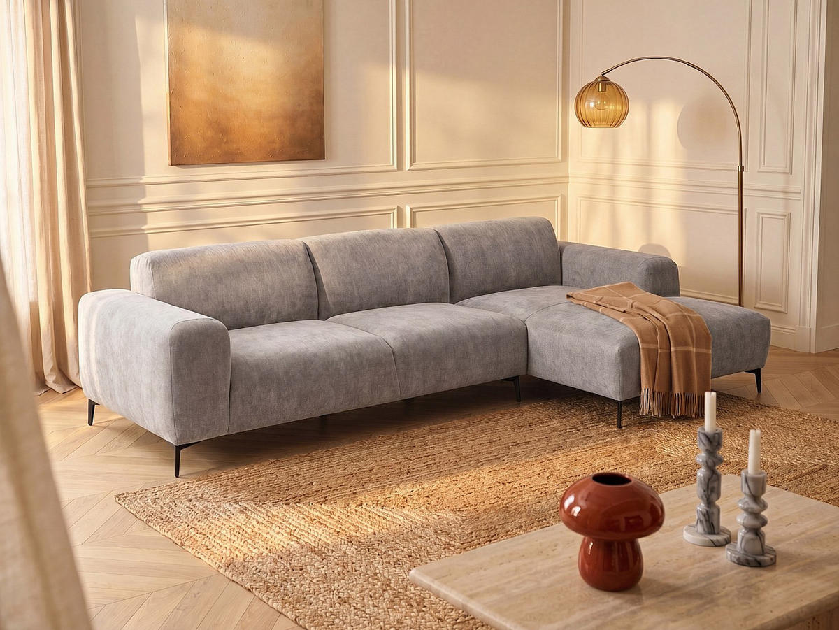 SOFA - 5 Personen - stoff - taupe Sapigo - Taupe, Textil (306/80/98cm) - Vente-Unique