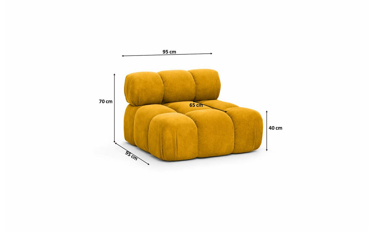 MODUL Mittig, Für Modulares System, Stoff Salvador, Gelb, Selia - Gelb, Holz (95/70/95cm) - Kaiser Möbel