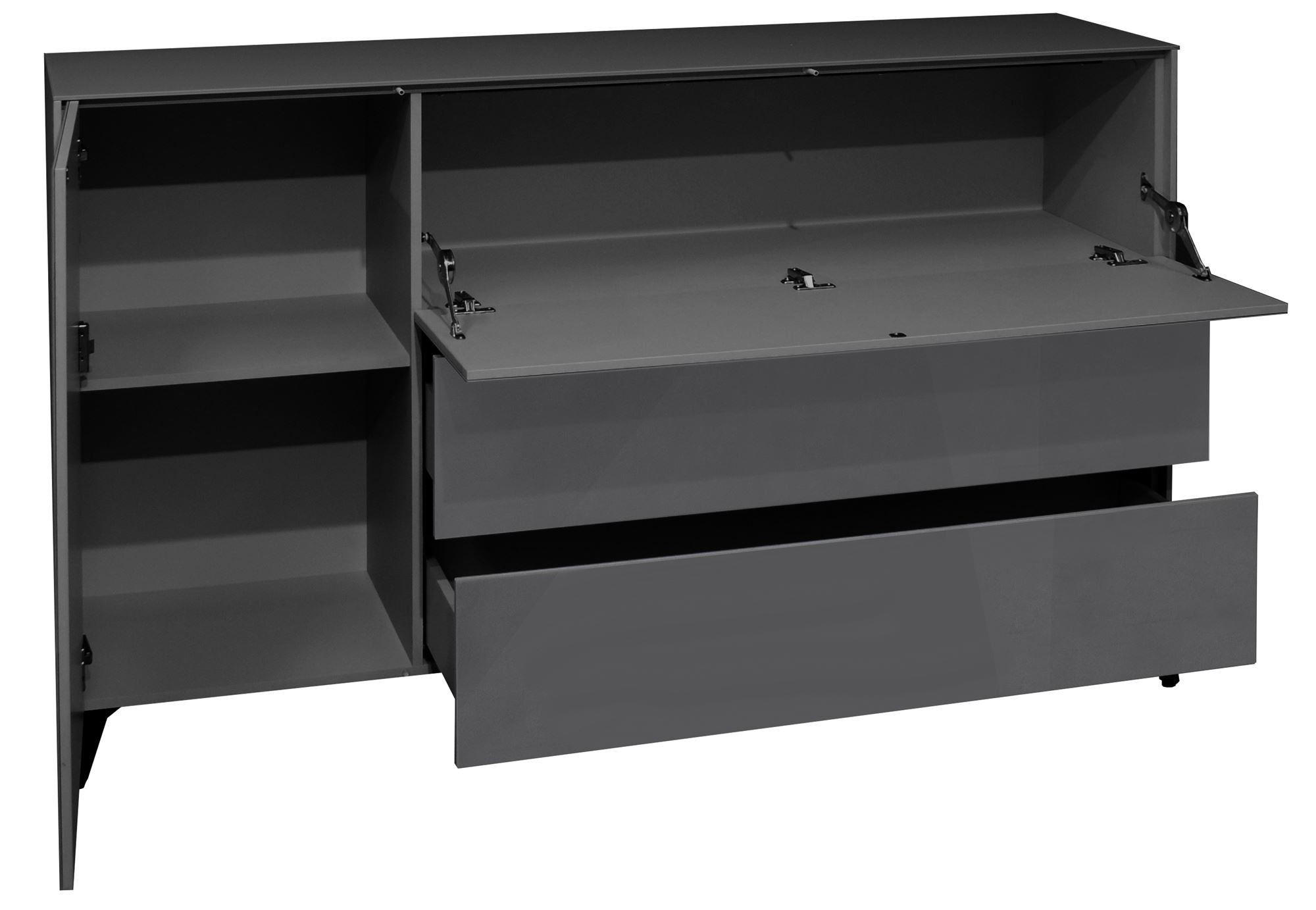 KOMMODE Elfi 169x42x104 Hochglanz Anthrazit/Glas Anthrazit - Anthrazit, Holzwerkstoff (169/104/42cm) - 58aufmkessel