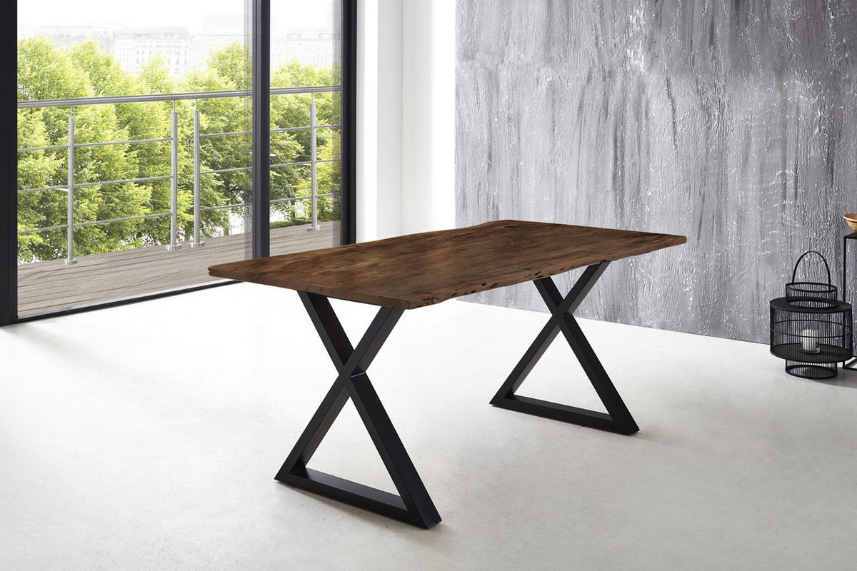 ESSTISCH LUBIN - Schwarz/Braun, Holz/Metall (100/200/77cm) - SAM