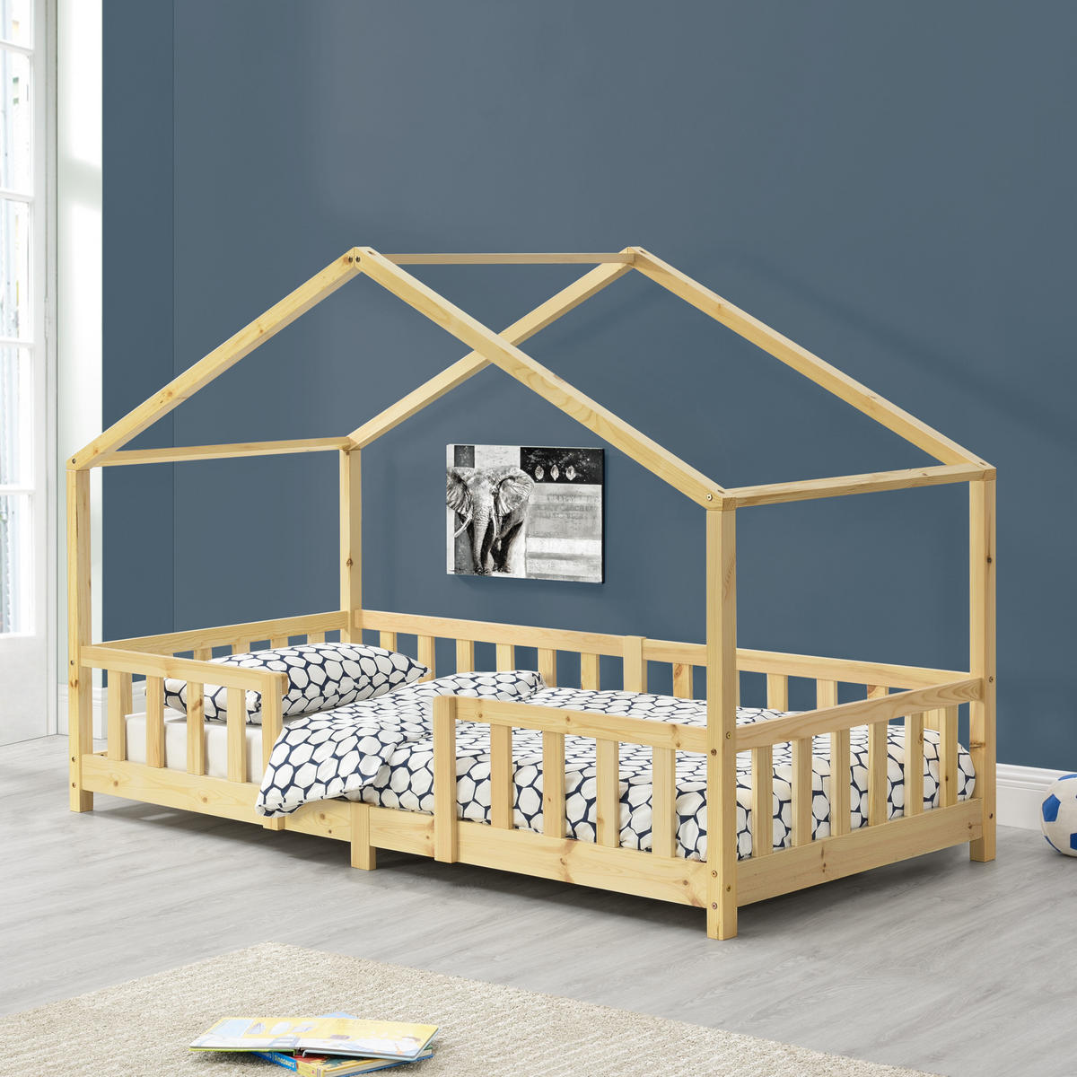 HAUSBETT Treviolo - Naturfarben, Holz (90/200cm) - [en.casa]