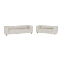SITZGARNITUR 3+2 Tove Beige Cord - Beige/Schwarz, Holz/Kunststoff (175/65/80cm) - S-Style Möbel